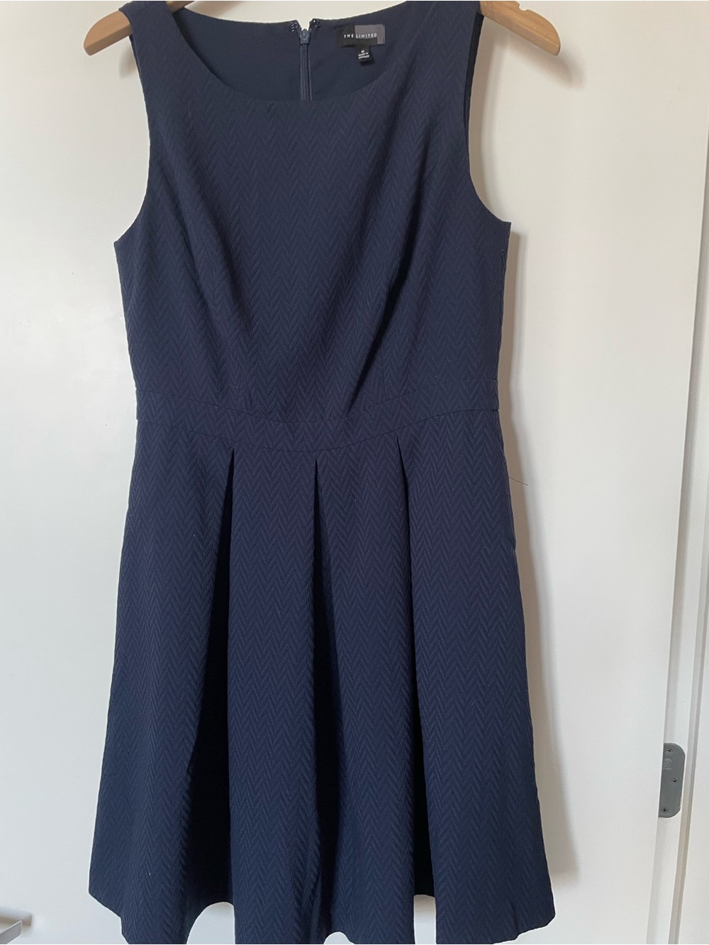 The Limited Navy Textured Fit-and-Flare Dress